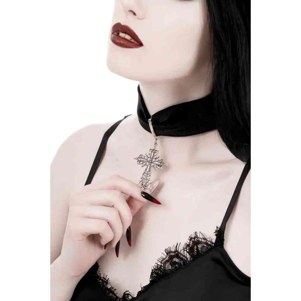 Restyle - Eternal Night Choker - Zwart/Zilverkleurig